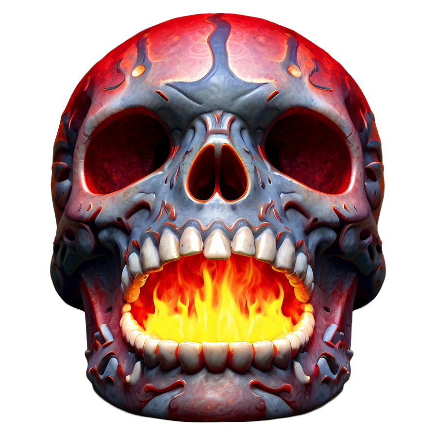 Red Fire Skull Image Png Tht