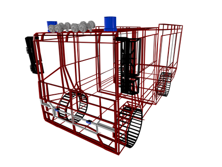 Red Fire Truck Frame3 D Model