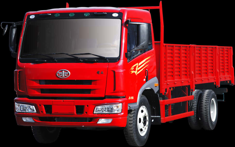 Red Flatbed Truck Isolated