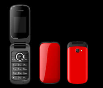 Red Flip Phone Open Closed Views