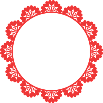 Red Floral Circle Frame