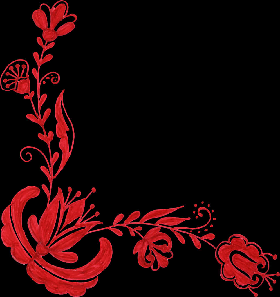 Red Floral Corner Design