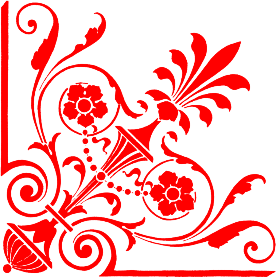 Red Floral Corner Design