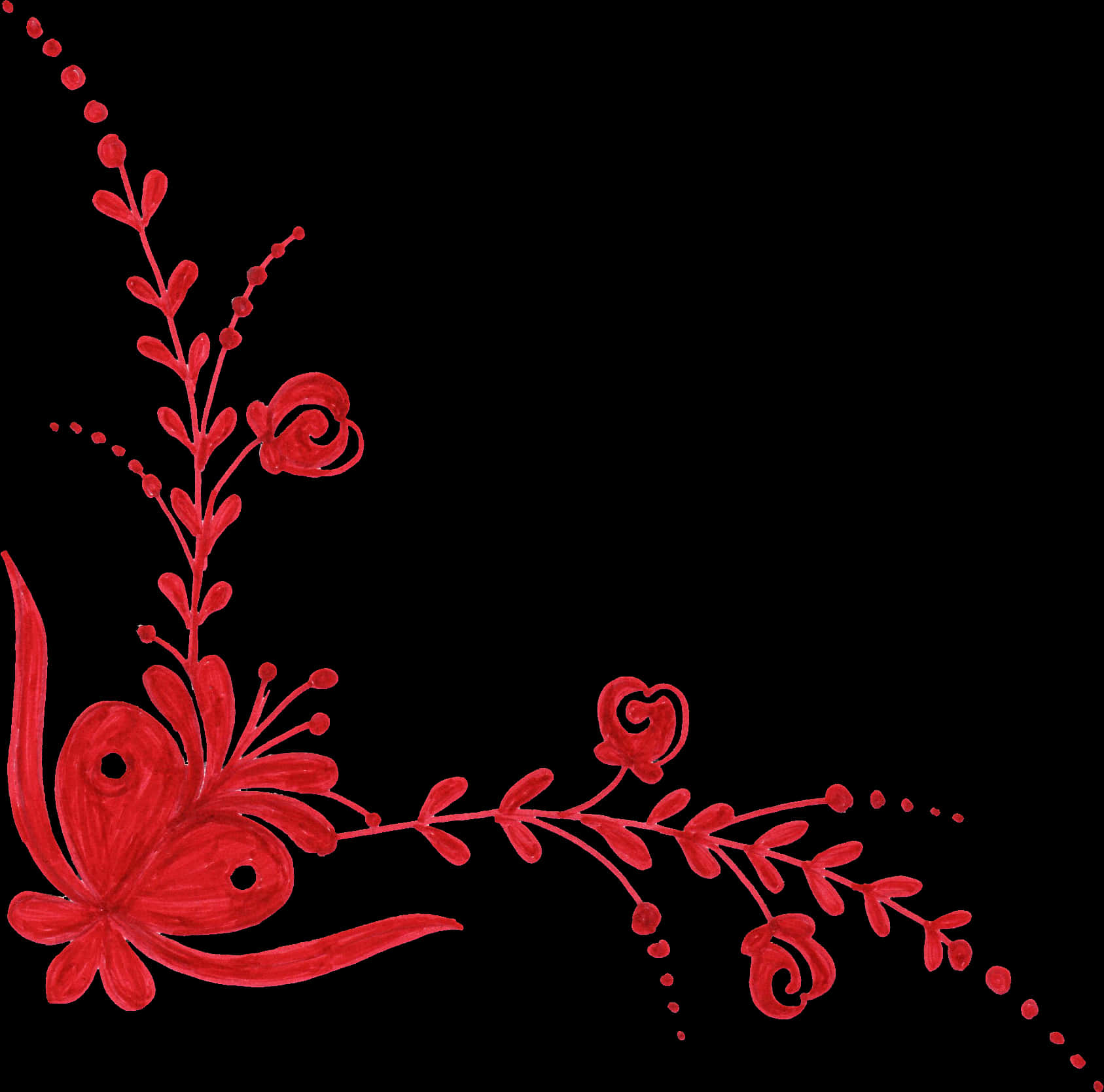 Red Floral Corner Design