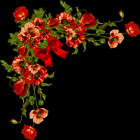 Red Floral Corner Designwith Bow