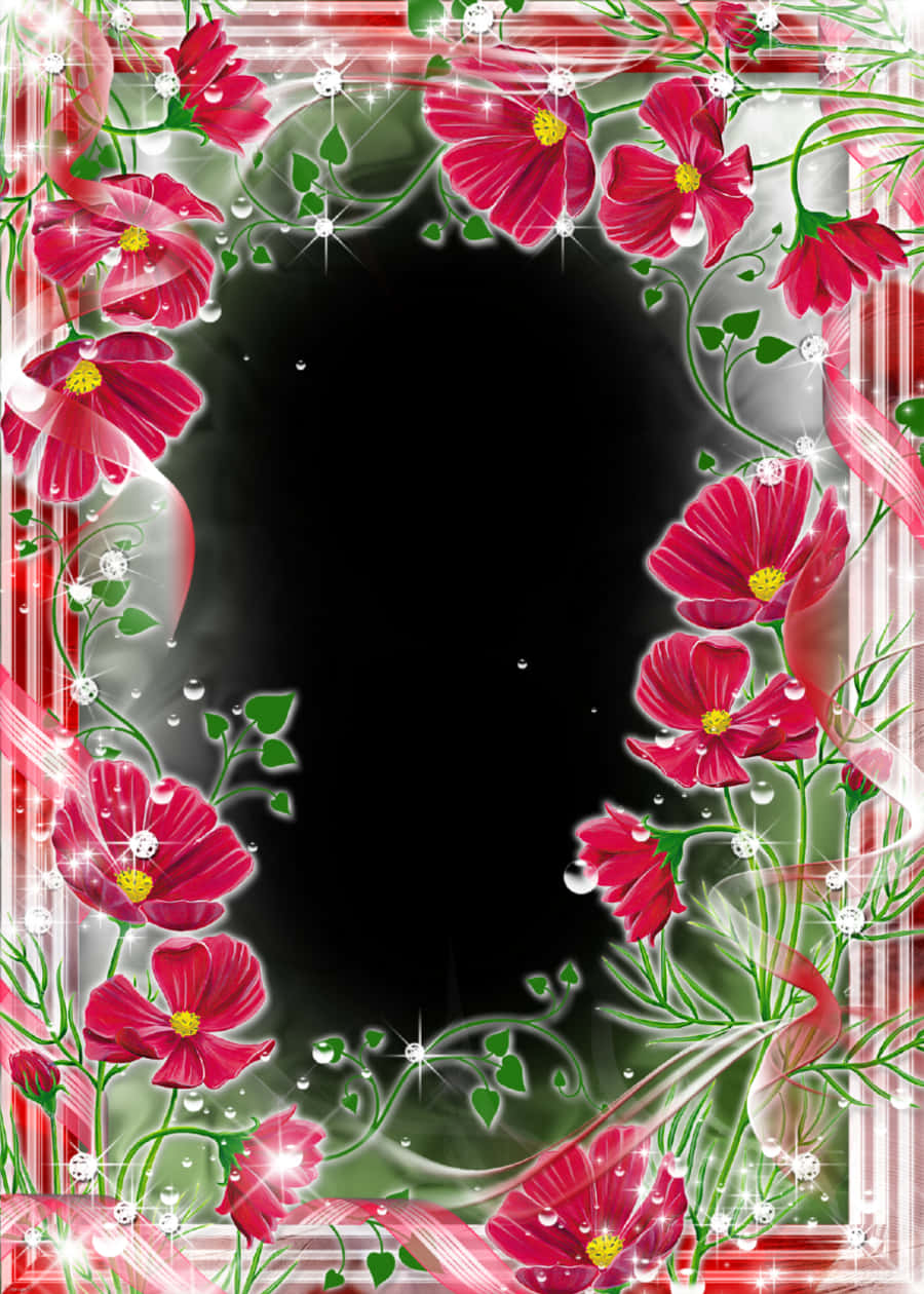 Red Floral Digital Frame