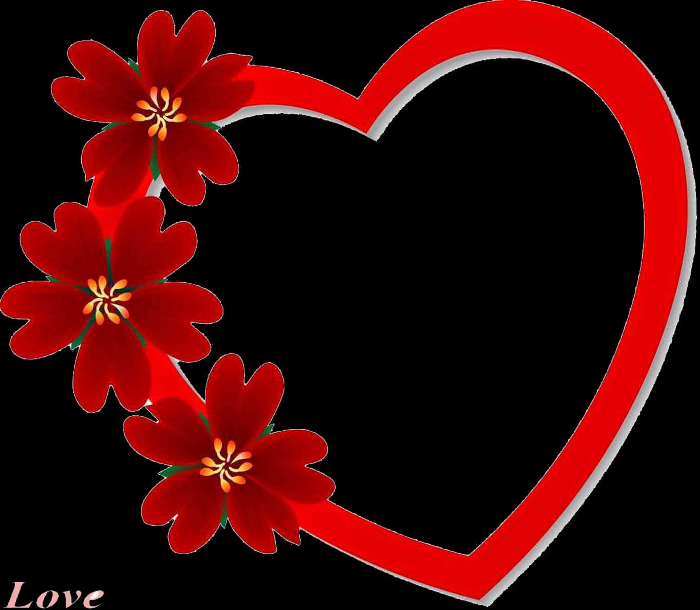 Red Floral Heart Transparent Background