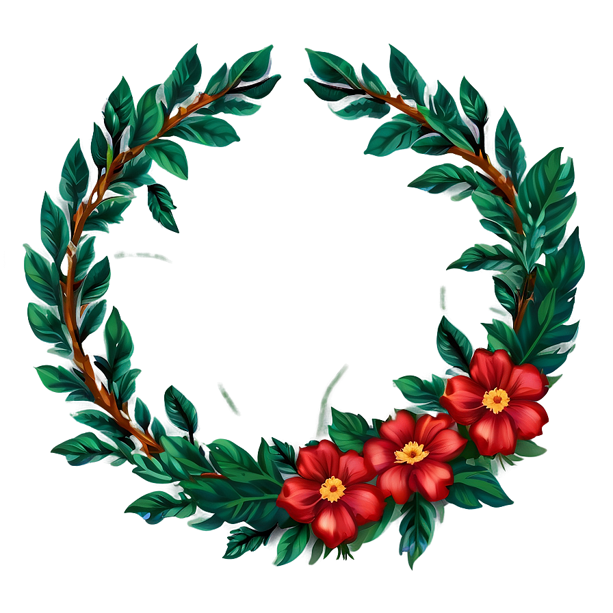 Red Floral Wreath Png Neu