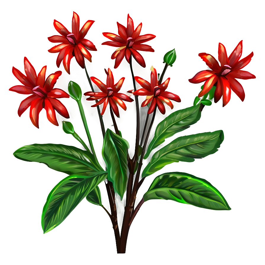 Red Flower Bush Png Nuh62