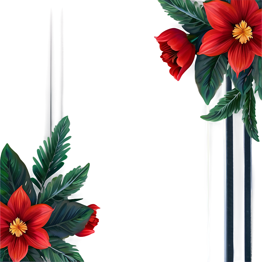 Red Flowers Festive Png 85