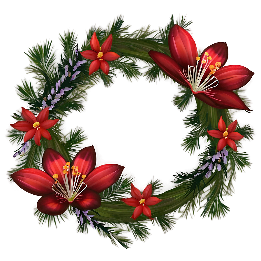 Red Flowers Festive Png Sds67