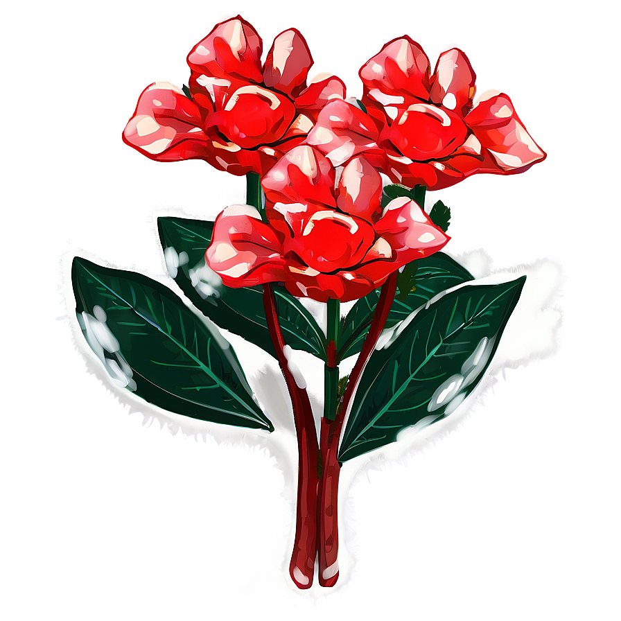 Red Flowers Winter Theme Png Mwb