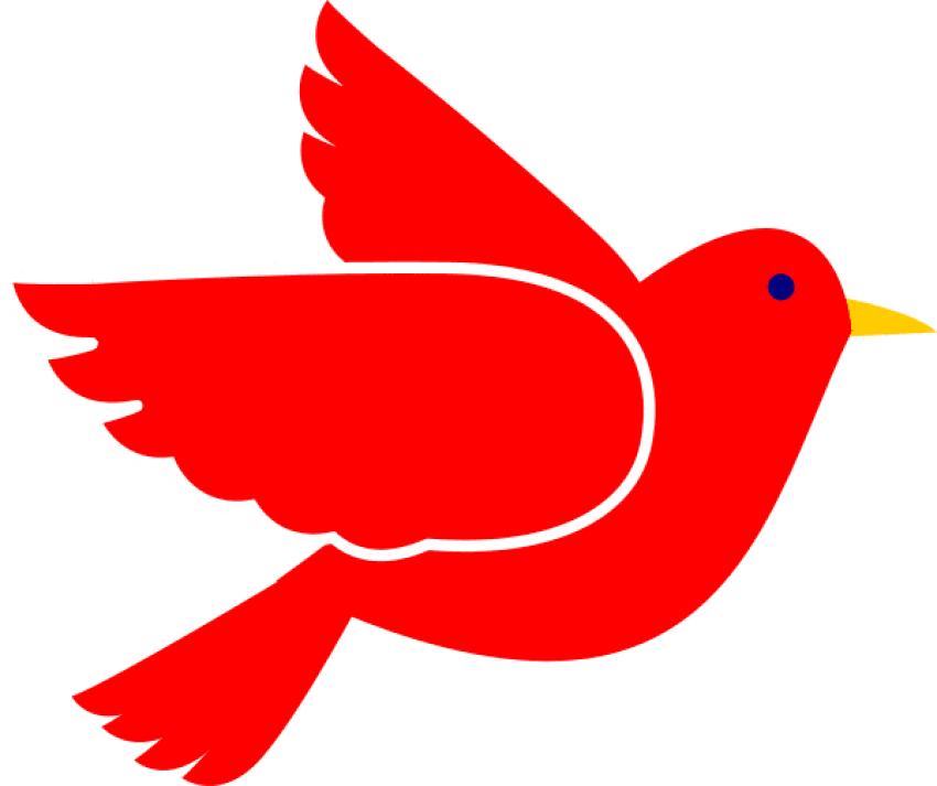 Red Flying Bird Vector Illustration
