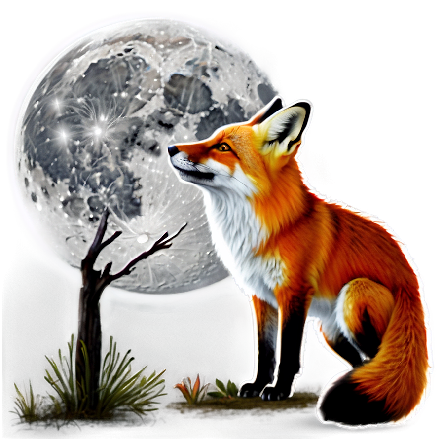 Red Fox In Moonlight Png Wen64