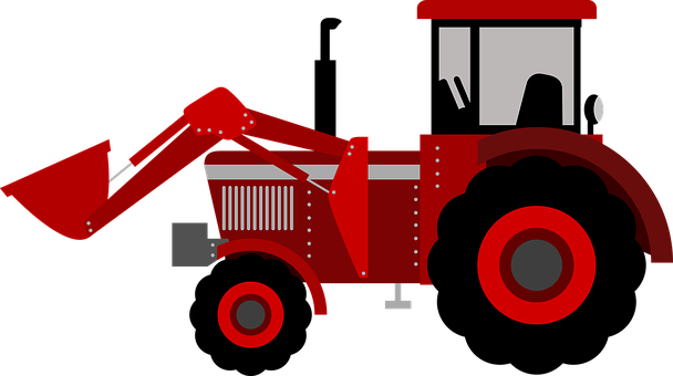 Red Front Loader Tractor Graphic