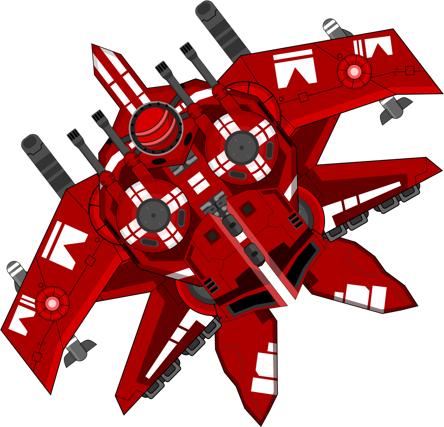 Red Futuristic Spaceship Vector