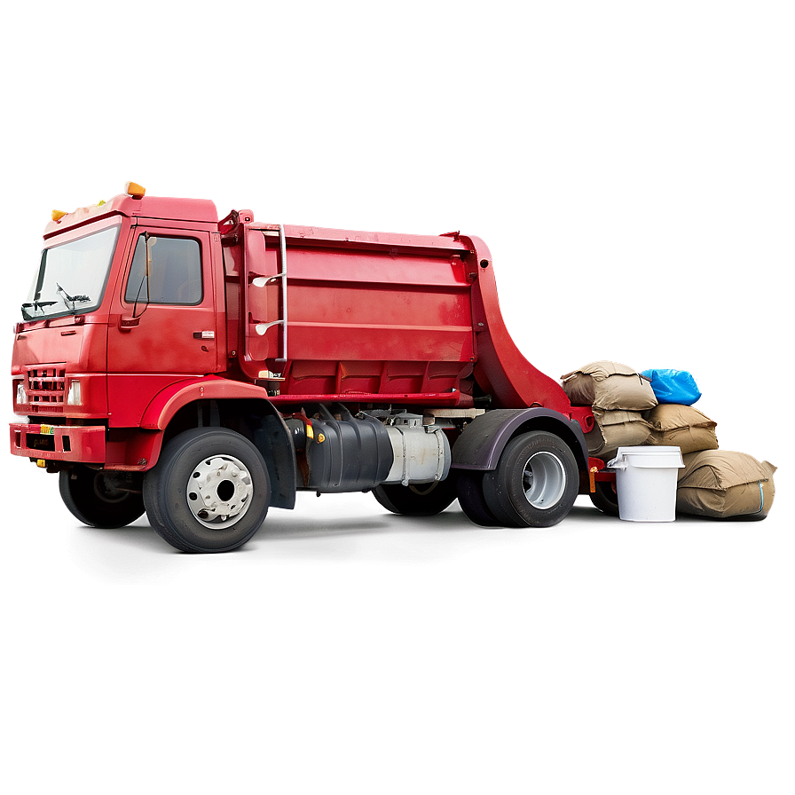 Red Garbage Truck Png Sil