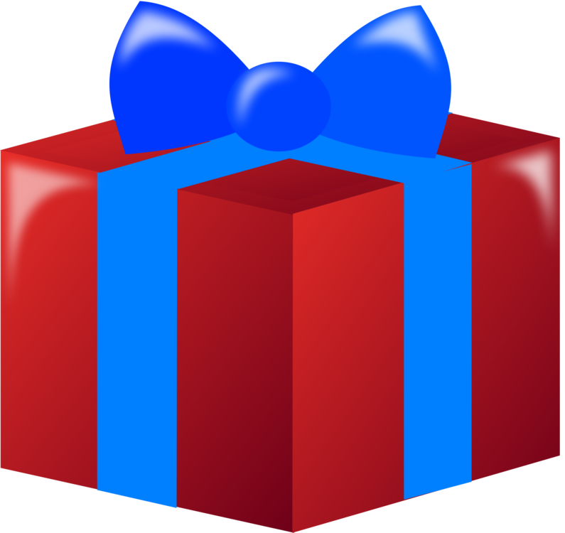 Red Gift Box Blue Ribbon