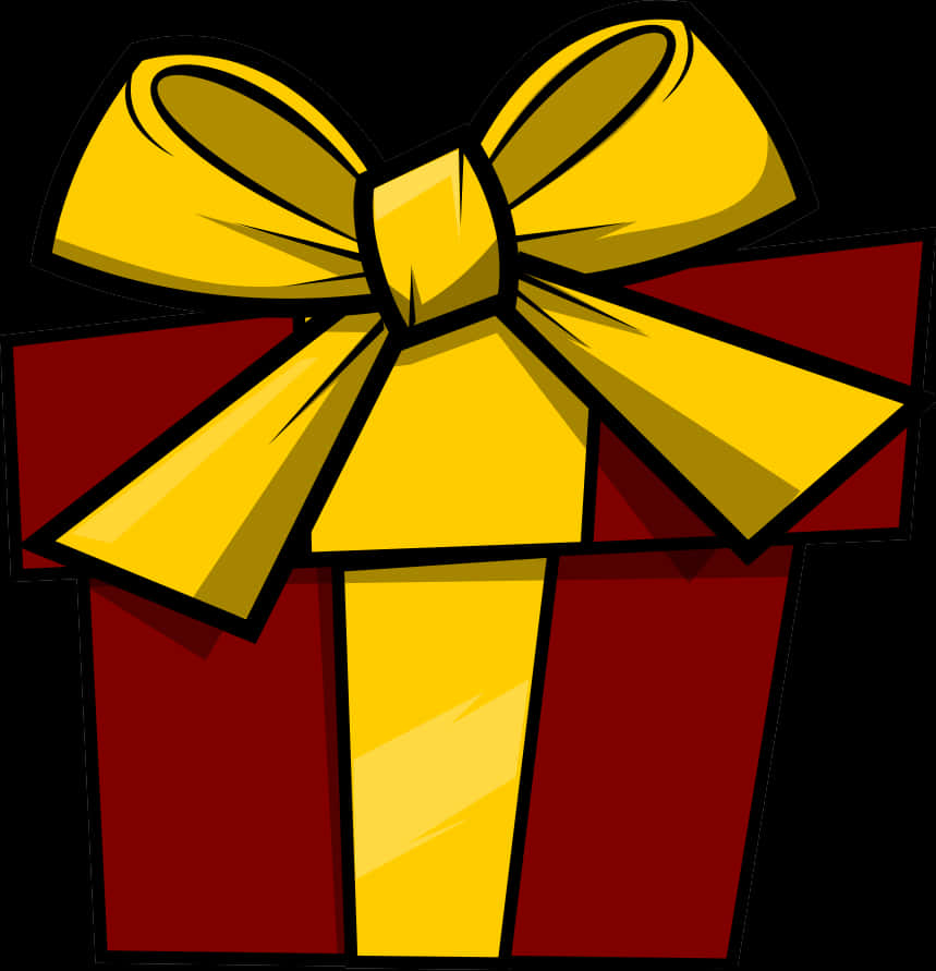 Red Gift Box Yellow Ribbon Graphic