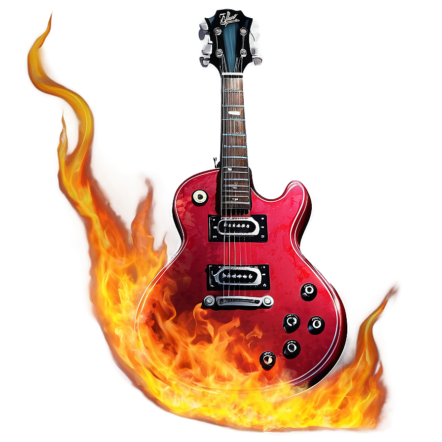 Red Guitar On Fire Png 56