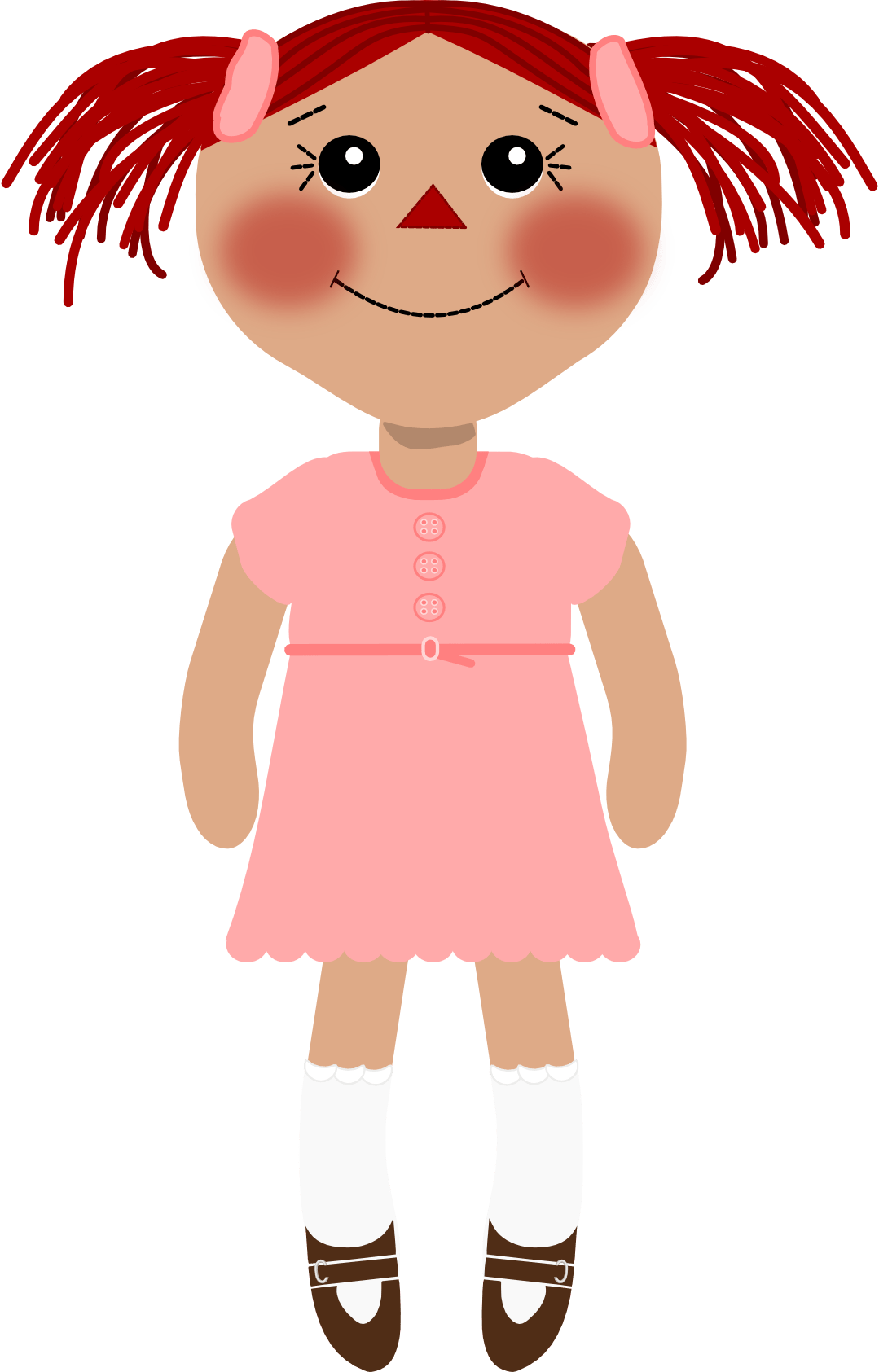 Red Haired Cartoon Dollin Pink Dress.png