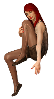 Red Haired Woman Sitting Pose