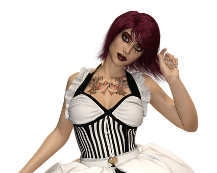 Red Haired Womanwith Tattooand Corset