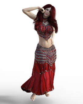 Red Haired3 D Model Belly Dancer