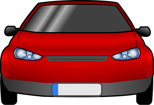 Red Hatchback Car Front View