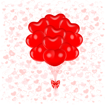 Red Heart Balloons Vector Illustration