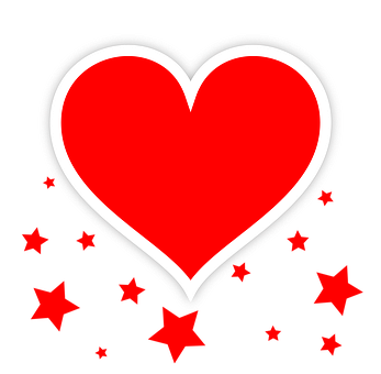 Red Heart Black Background Stars