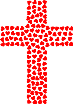 Red Heart Cross Pattern