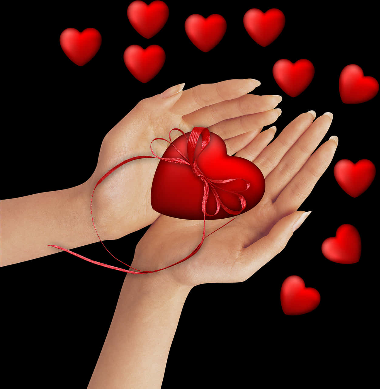 Red Heart Giftin Hands Transparent Background