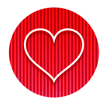 Red Heart Outlineon Striped Background