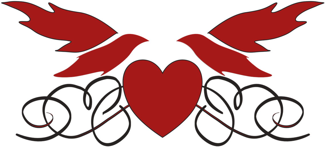 Red Heartand Doves Wedding Clipart