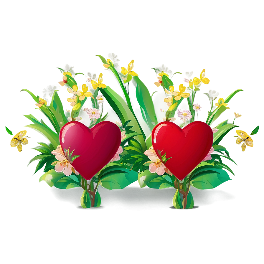 Red Hearts In Nature Scene Png Swr35