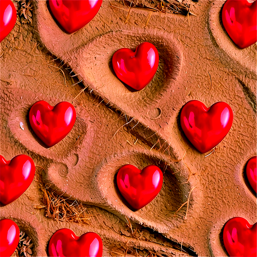 Red Hearts On Beach Sand Png Goh89