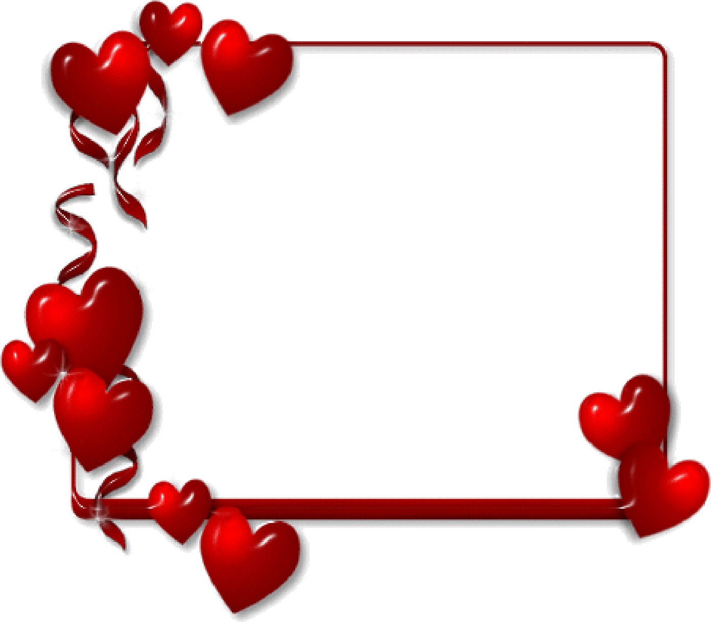 Red Hearts Transparent Border Frame