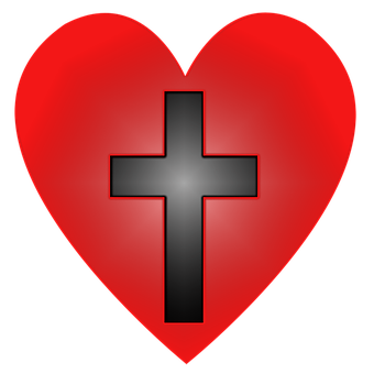 Red Heartwith Black Cross