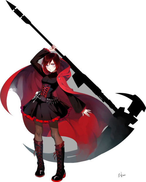 Red Hooded Anime Characterwith Scythe