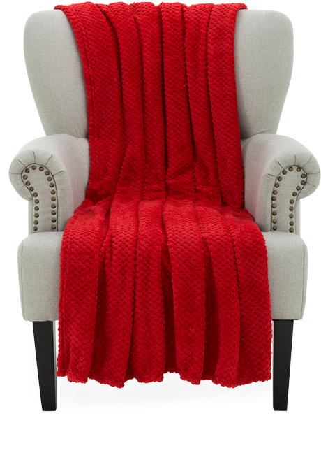 Red Knitted Throw Blanketon Chair