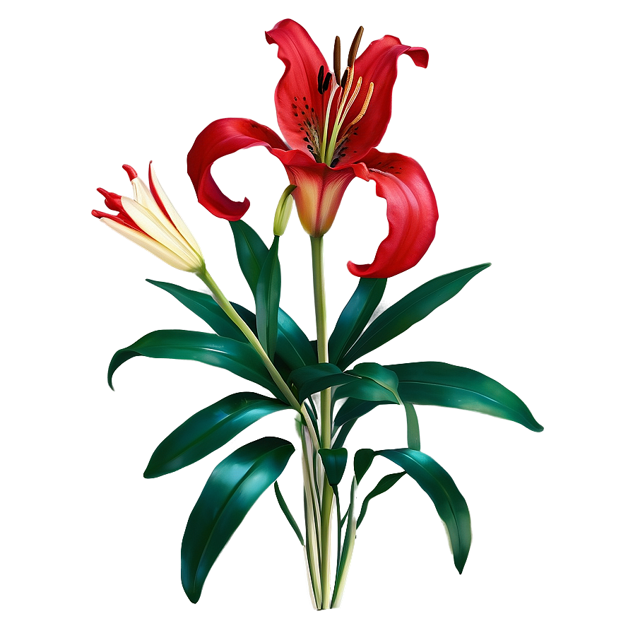 Red Lily Flower Png Dew29