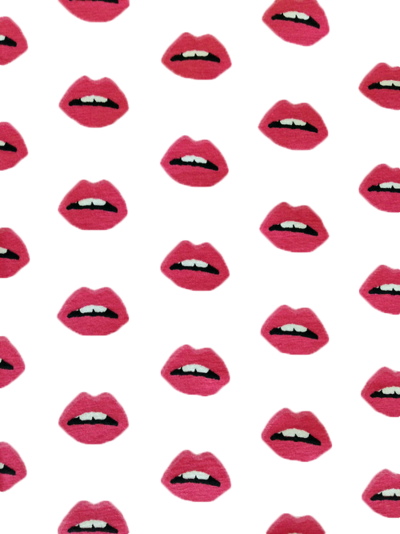 Red Lips Patternon Blue Background