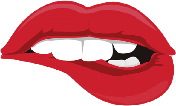 Red Lips Teeth Cartoon Illustration