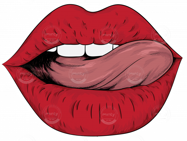 Red Lips Tongue Out Illustration