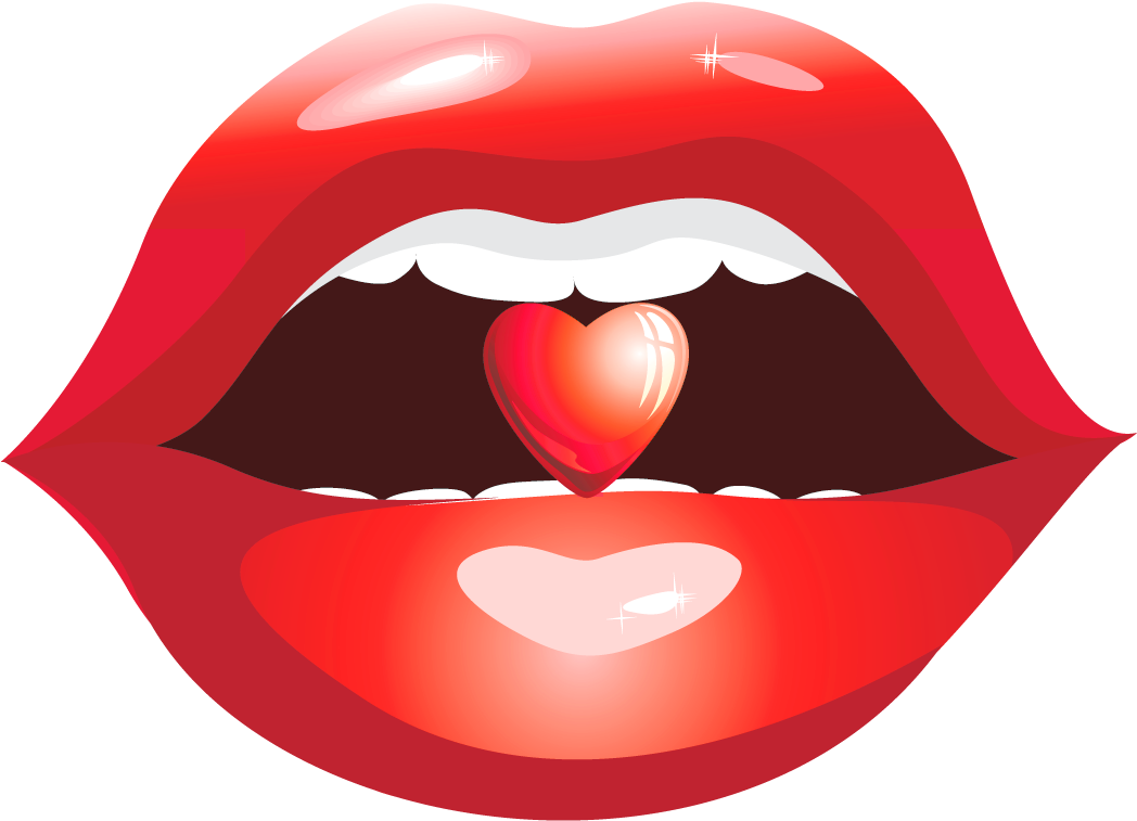 Red Lips With Heart Illustration