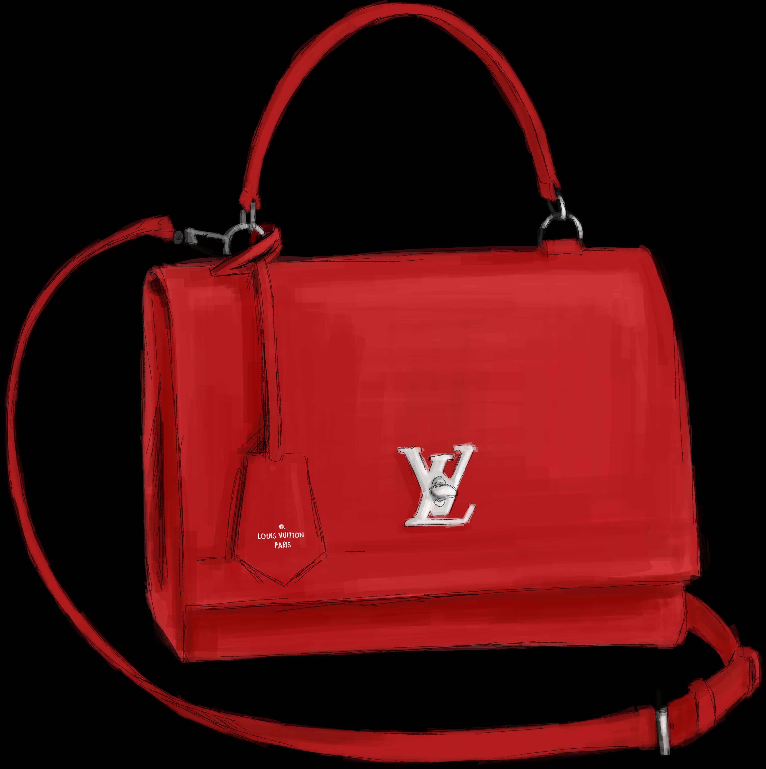 Red Louis Vuitton Handbag Illustration