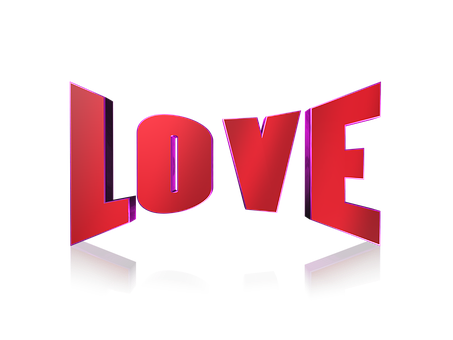 Red Love3 D Text Black Background