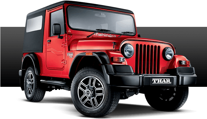 Red Mahindra Thar S U V