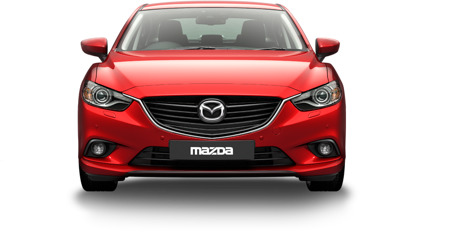 Red Mazda Sedan Front View